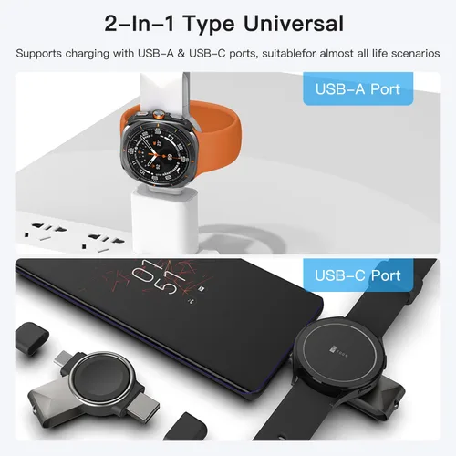 Vista 3 de Cargador portátil para Samsung Galaxy Watch, cargador portátil magnético para Samsung Galaxy Watch Ultra/7/6/6 Classic/5/5 Pro/4/4 Classic, carga