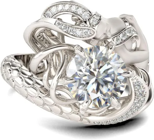 Vista 3 de Jeulia Anillo de sirena de plata de ley con diamantes de imitación de corte redondo y diseño de cuento de hadas, elegante anillo de compromiso