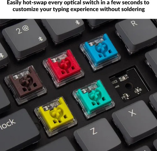 Vista 5 de Keychron K5 SE Teclado mecánico inalámbrico ultradelgado con Bluetoothcable USB intercambiable en caliente con interruptor rojo óptico de bajo
