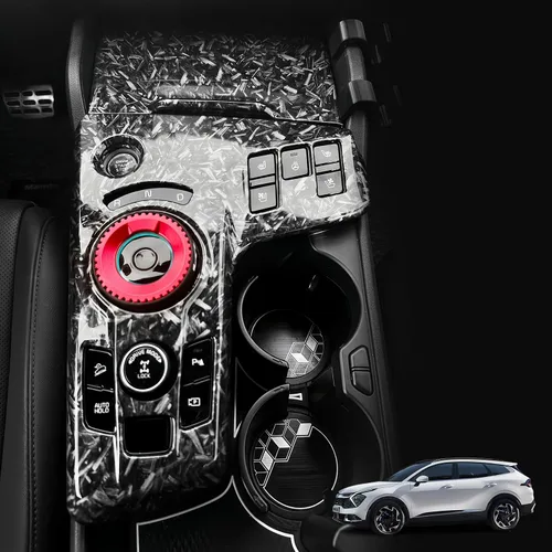 Vista 10 de YOUTOOCAR Cubierta interior del panel de cambio de marchas de coche estilo fibra de carbono compatible con accesorios KIA Sportage 2023
