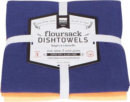 Vista 10 de Now Designs floursack – paños de cocina, set de tres, azul/blanco real