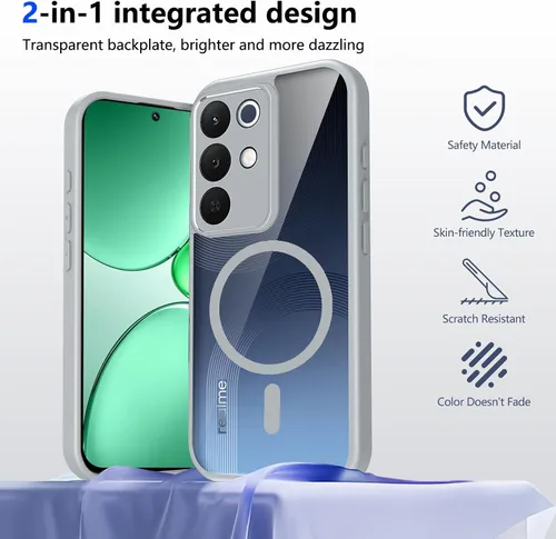 Vista 365 de Funda magnética transparente compatible con Xiaomi 17T, color negro 2 en 1 PC + TPU cubierta de teléfono a prueba de golpes, carcasa protectora