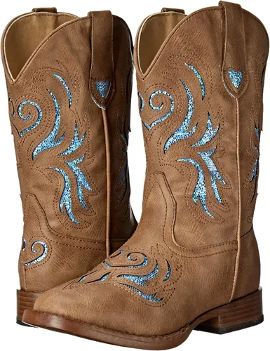 Vista 7 de ROPER Botas unisex con purpurina Breeze Western para niños, Beige Bronceado