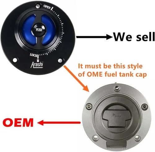 Vista 4 de Tapas de depósito de combustible de motocicleta para Yamaha R15 R25 R3 R6 R6S R1 MT01 MT07 MT09 MT10 FZ8 FZ6 XJ6 V-max XJR13000 FJR1300 XT660 (negro)