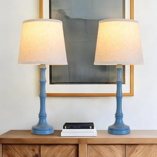 Vista 10 de Terpsichore Lámparas para Sala de Estar Lámpara de Mesa Moderna de Granja Lámparas de Lectura de Mesita de Noche Juego de 2 Lámparas de Mesita