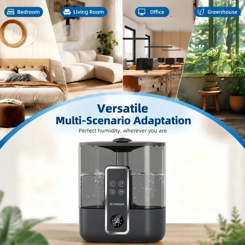 Vista 7 de FLYMOON Humidificador para dormitorio, humidificadores de niebla fría de 5 litros de llenado superior con 28 dB, humidificador inteligente para Negro