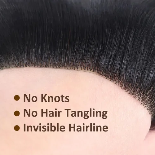 Vista 3 de Voloria Tupé para Línea Capilar Frontal Masculino 100% Cabello Humano Base de PU Tipo Piel Postizos Capilares para Hombre Complemento Capilar