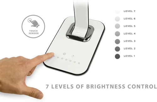 Vista 4 de Turcom Lámpara de escritorio LED con puerto de carga USB, controles táctiles regulables con ajuste de color, lámpara de tareas para el cuidado