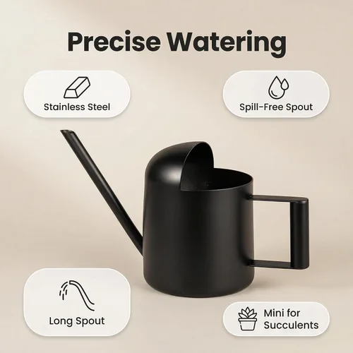 Vista 7 de IMEEA Mini regadera para plantas de interior de acero inoxidable pequeña regadera de 11 oz/10.1 fl oz