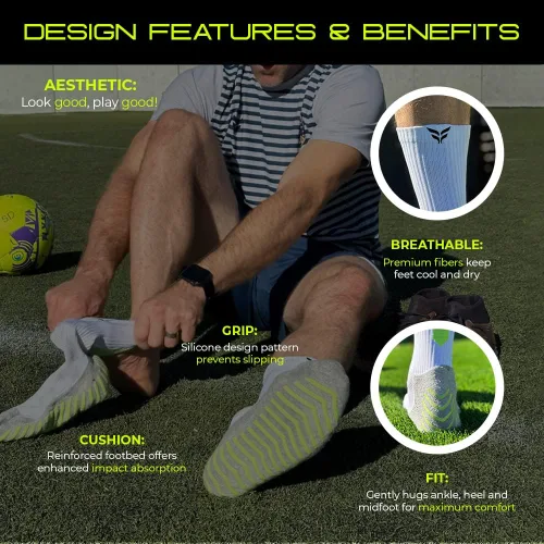 Vista 7 de FLITE SPORTS Calcetines antideslizantes para fútbol, fútbol sala, LAX, Pickleball, calcetines de neón para hombres y mujeres
