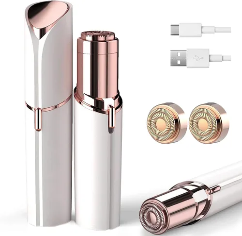 Vista 9 de Removedor de vello facial para mujer, dispositivo de depilación sin dolor portátil para mujer para labio, barbilla con USB recargable, oro rosa