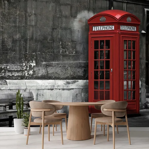 Vista 3 de wall26 Adhesivo decorativo para pared, cabina telefónica británica en Londres, no se pega ni se pega, papel tapiz no tejido decorativo
