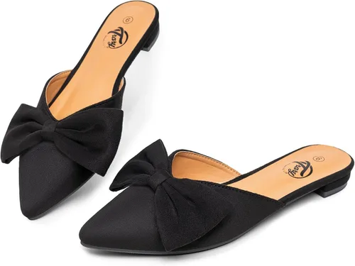 Vista 12 de Trary - Sandalias con lazo y puntera puntiaguda para mujer, modernas, talla 5 B- marrón