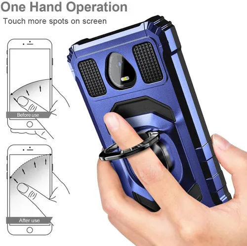 Vista 6 de Funda diseñada para Schok Volt SV55 con protector de pantalla [vidrio templado], funda protectora a prueba de golpes [grado militar] con soporte