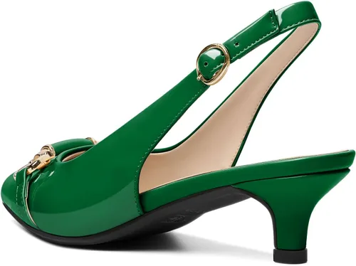 Vista 6 de AUMOTED Zapatos de tacón bajo para mujer, con hebilla y lazo, correa en el tobillo, zapatos de vestir para oficina y fiesta, 1.6 pulgadas