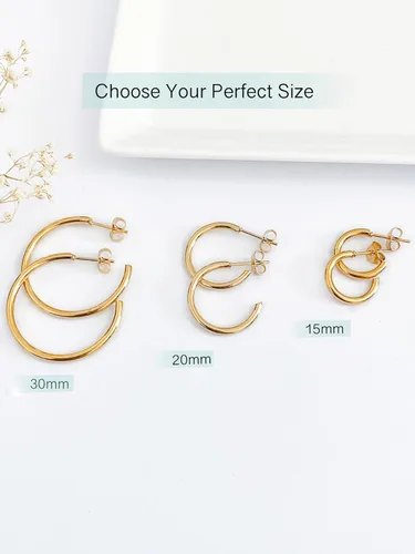 Vista 7 de Altitude Boutique Aretes de aro pequeños de oro de 18 quilates para mujer, aretes de tubo fino chapados en oro, ligeros, hipoalergénicos y gruesos