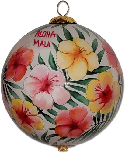 Vista 18 de Cornucopia Maui ornamento de Navidad de cristal pintado a mano con caja de regalo, recuerdo coleccionable CC/M