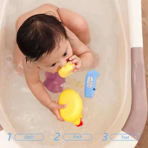 Vista 8 de Termómetro de baño de cocodrilo para bebé, 2 unidades, termómetro de temperatura del agua para piscinas, spas, jacuzzis, estanques, azul cielo