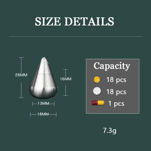 Vista 6 de Mini pastillero para collar para hombres, llavero de titanio, pastillero impermeable EDC, organizador portátil de pastillero de viaje diario