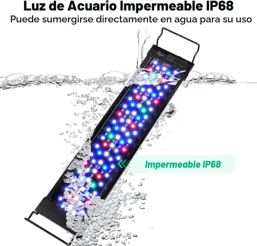 Vista 5 de AQQA - Luz LED para acuario, 24/7 y modo DIY de espectro completo para pecera Adjustable Timer/Brightness, Extendable Bracket Aquarium Plant