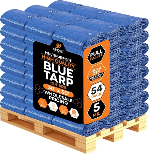 Vista 102 de Xpose Safety - Lona de polietileno ligera azul – Funda protectora multiusos, paño de goteo – duradero, impermeable, resistente a la intemperie