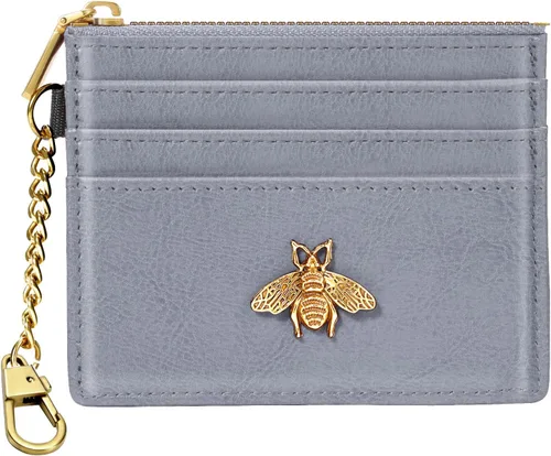 Vista 93 de SEAVILIA Tarjetero llavero cartera para mujer con ventana de identificación RFID monedero regalo abeja delgada minimalista pequeña cartera