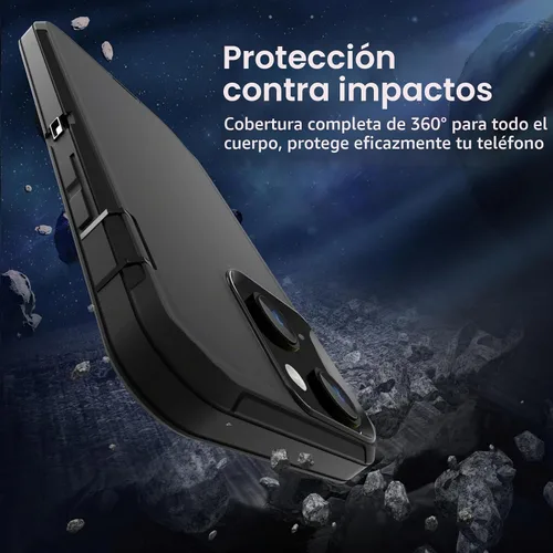 Vista 3 de Sansunto Funda para iPhone 15 Plus y iPhone 14 Plus, protección de cuerpo completo, resistente a prueba de golpes, 3 en 1, goma de silicona Negro