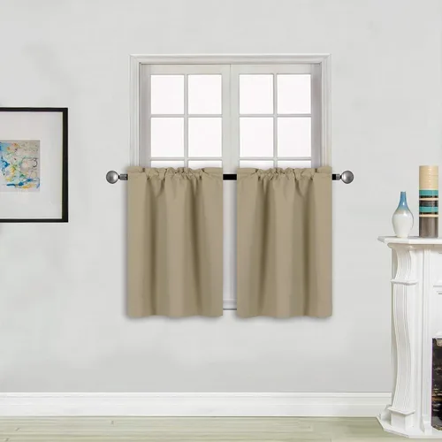 Vista 21 de Better Home Style - Cortina aislante para ventana, 2 paneles, 100% opaca, paneles cortos para cocina, baño o cualquier ventana pequeña
