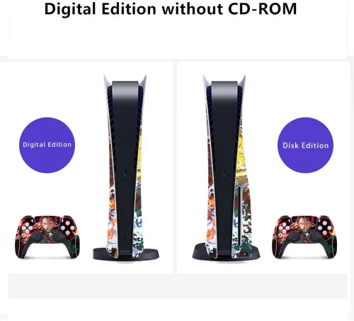 Vista 5 de Skins - Adhesivos para consola PS5 y controlador Playstation 5 versión de disco, apto para PS5 vinilo anime, compatible con Playstation 5