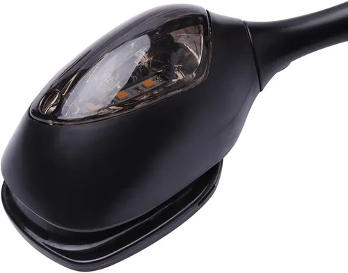Vista 3 de DREAMIZER Espejo retrovisor lateral LED para motocicleta con luces de señal de giro Lámpara integrada compatible con GSXR 600 750 1000 - Negro