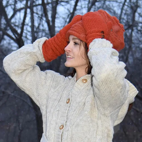 Vista 4 de Agan Traders 1414 - Gorro de punto de lana acanalada de gran tamaño, grueso y suave forro polar
