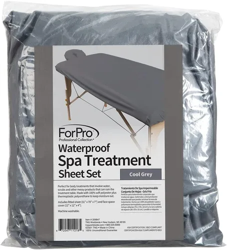Vista 2 de ForPro Professional Collection Funda impermeable para mesa de masaje, juego de sábanas protectoras para mesas de masaje, lavable a máquina, incluye