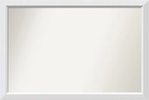 Vista 160 de Amanti Art Espejo de baño blanco para sobre el fregadero, 24 x 26 pulgadas, espejo rectangular blanco y blanco, marco de madera contemporáneo