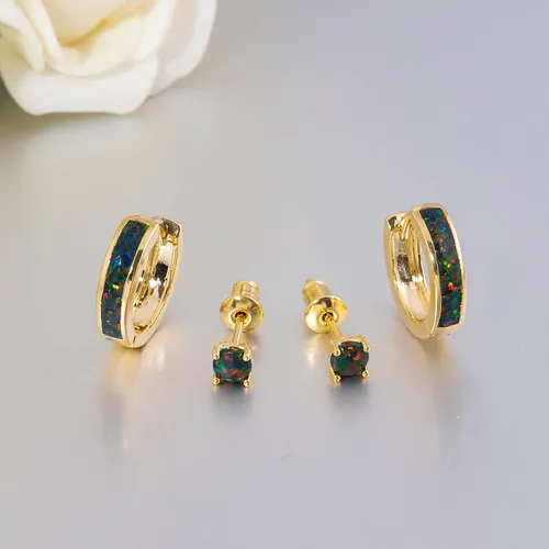 Vista 214 de CiNily Aretes Huggie de ópalo con bisagras, chapados en oro, hipoalergénicos, pequeños aretes de aro para mujeres, adolescentes, niñas, hombres