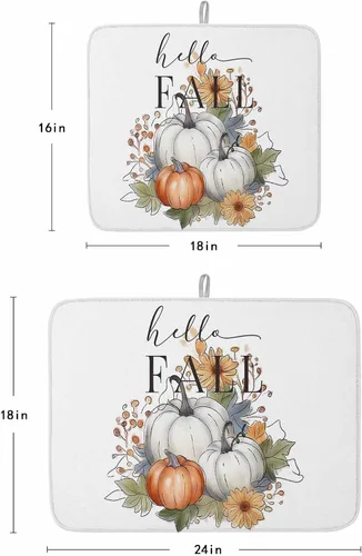 Vista 3 de Tapete de secado de platos para encimera de cocina, tapete escurridor de microfibra para biberón de bebé, calabaza gris y naranja de Acción