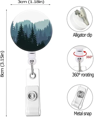 Vista 2 de Carrete de insignias, lindo soporte retráctil con clip de cocodrilo, clip decorativo con nombre de enfermera en tarjetero de identificación