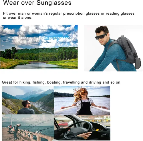 Vista 5 de BrGuras Lentes de sol polarizados Fit Over para hombres y mujeres