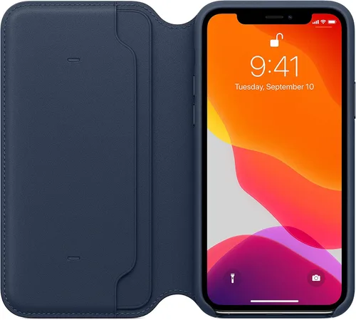 Vista 4 de Apple Folio de cuero (para iPhone 11 Pro) - Deep Sea Blue