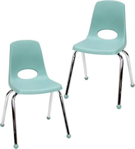Vista 29 de FDP 15407-BL - Silla escolar apilable de 8 pulgadas con deslizadores de Azul