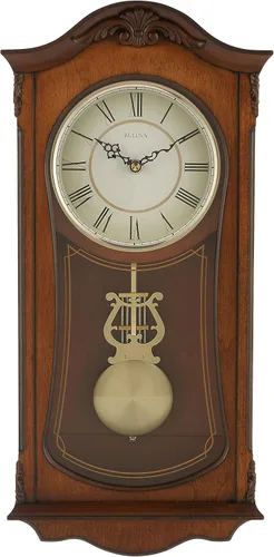 Vista 2 de Relojes Bulova C3542 Cranbrook Reloj Analógico de Madera de Pared con Campanadas, Marrón