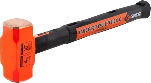 Vista 5 de Groz Copper Head Club Hammer, 2.5 libras, cabeza de cobre puro 99.9%, mango indestructible de 12 pulgadas, herramienta de golpeo a prueba de chispas