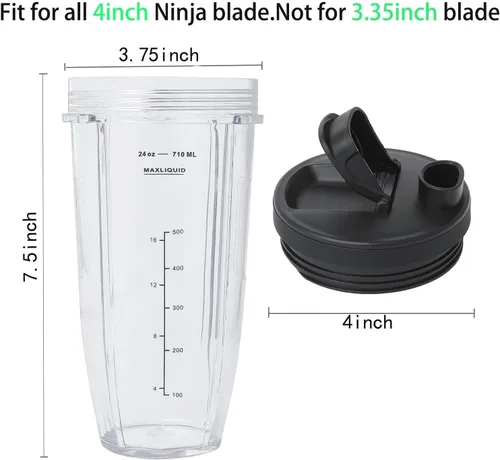Vista 8 de Vasos de licuadora de repuesto para Ninja, vasos de licuadora de 24 onzas con tapas para llevar compatibles con Ninja BL450 BL456 BL480 BL482 BL642
