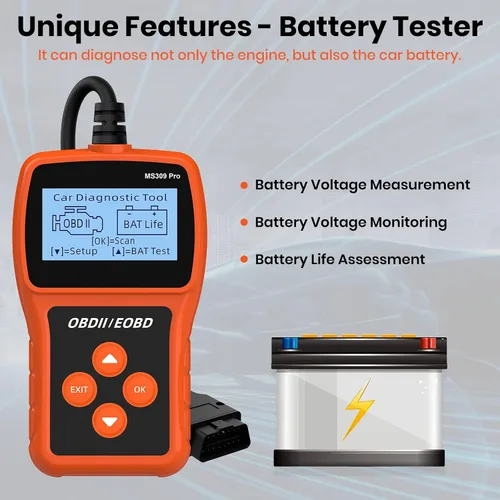 Vista 3 de Acum Escáner OBD2 - Lector de código de motor con reinicio, probador de batería, códigos de error de falla claros, herramienta de diagnóstico