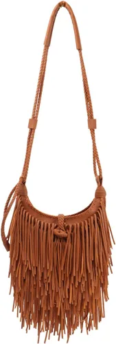 Vista 2 de LUI SUI Bolso vintage con flecos negros con flecos, bolso de hombro Hobo para mujer