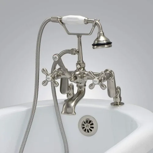 Vista 2 de Morris Randolph Rim Monte Inglés teléfono Clawfoot Tub llave con Handshower