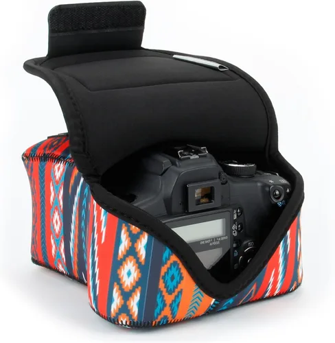 Vista 18 de USA GEAR Funda para cámara réflex digital con tecnología de DuraNeoprene, almacenamiento de accesorios y aberturas para correa – Funciona con Nikon
