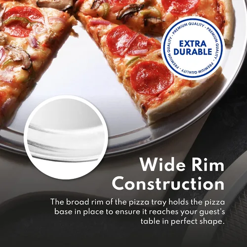 Vista 5 de New Star Foodservice 50868 Bandeja/Sartén para pizza, con borde ancho, de aluminio, 20.3 cm, paquete de 6