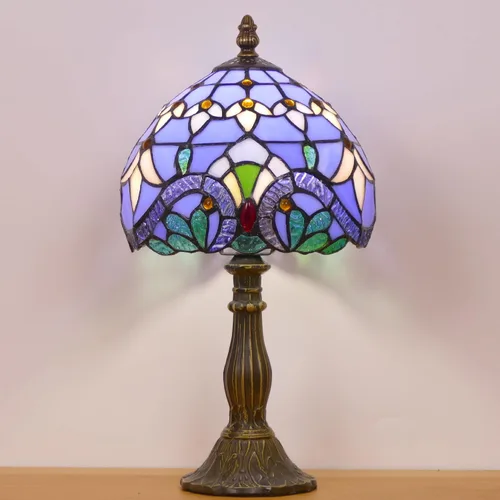 Vista 6 de Pequeña lámpara Tiffany Mini lámpara de mesa de vitral, lámpara de acento de mesita de noche, memoria, condolencias de 8 x 14.5 pulgadas