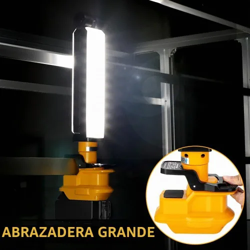 Vista 7 de DTEZTECH Luz de 20 V para batería de iones de litio Dewalt de 20 V, linterna de 30 W 2400 lúmenes con ganchos y clips de montaje integrados, luz