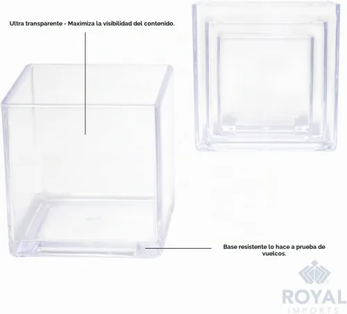 Vista 5 de Royal Imports Florero decorativo de acrílico transparente en forma de cubo – Florero cuadrado de plástico de 4"x4" para flores – Centro de mesa